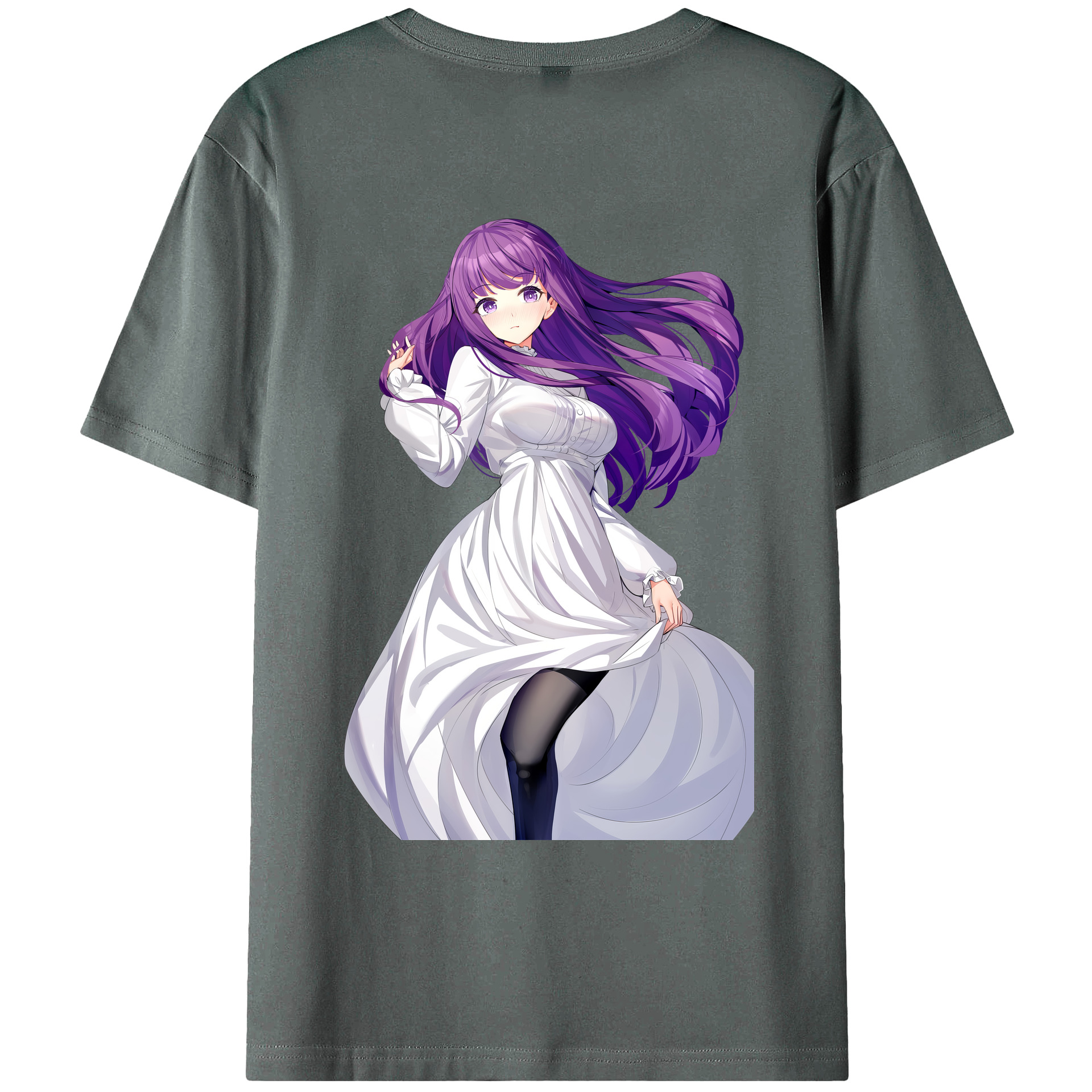 （画像用） 葬送のフリーレン Frieren 綿100％ メンズ半袖Tシャツ（バックプリント） 通気性